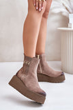 Stylish Suede Women's Boots with Platform and Zipper Closure