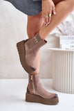 Stylish Suede Women's Boots with Platform and Zipper Closure