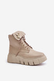Stylish Women's Natural Leather Platform Boots with Zipper