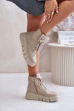 Stylish Women's Natural Leather Platform Boots with Zipper