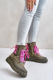 Eco-Suede Women's Platform Boots with Zipper and Lacing