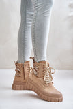 Eco-Suede Women's Platform Boots with Decorative Lacing