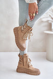 Eco-Suede Women's Platform Boots with Decorative Lacing