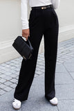 Elegant High-Waisted Wide-Leg Pants with Slip Pockets