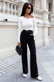 Elegant High-Waisted Wide-Leg Pants with Slip Pockets