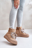 Eco-Suede Women's Platform Boots with Lacing & Zipper Closure
