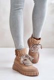 Eco-Suede Women's Platform Boots with Lacing & Zipper Closure