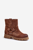 Stylish Suede Booties with Zipper and Striped Design