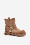 Stylish Suede Booties with Zipper and Striped Design