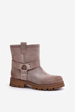 Stylish Suede Booties with Zipper and Striped Design