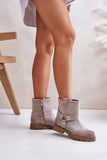 Stylish Suede Booties with Zipper and Striped Design