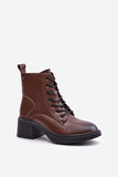 Stylish Women's Leather Boots with Lacing & Zipper Closure