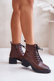 Stylish Women's Leather Boots with Lacing & Zipper Closure