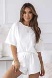 Cozy Cotton Pajama Set: Relaxed T-Shirt & Elastic Shorts