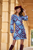 Feminine Envelope Dress with Tie Waist and Convertible Neckline