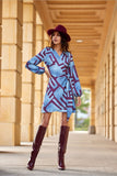 Feminine Envelope Dress with Tie Waist and Convertible Neckline