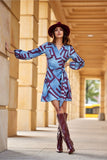 Feminine Envelope Dress with Tie Waist and Convertible Neckline