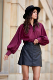 Chic Trapeze Leather-Like Mini Skirt with Pockets