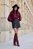 Chic Trapeze Leather-Like Mini Skirt with Pockets