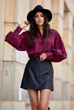 Chic Trapeze Leather-Like Mini Skirt with Pockets