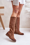 Chic Suede Women's Boots with Side Zipper and Flat Heel