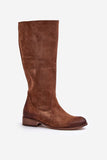 Chic Suede Women's Boots with Side Zipper and Flat Heel