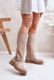 Elegant Natural Leather Knee-High Boots with Zipper Closure
