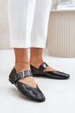 Chic Eco Leather Ballerinas with Adjustable Strap