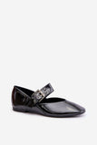 Chic Eco Leather Ballerinas with Adjustable Strap