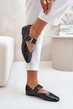 Chic Eco Leather Ballerinas with Adjustable Strap