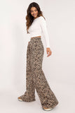 Chic Casual Women's Set with Animal Print Pants & Ribbed Top