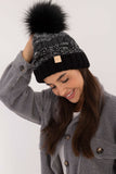Cozy Plaid Winter Beanie with Fluffy Pom-Pom & Fleece Lining