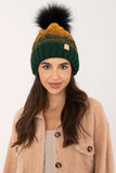 Cozy Plaid Winter Beanie with Fluffy Pom-Pom and Fleece Lining