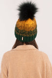 Cozy Plaid Winter Beanie with Fluffy Pom-Pom and Fleece Lining