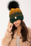Cozy Plaid Winter Beanie with Fluffy Pom-Pom and Fleece Lining