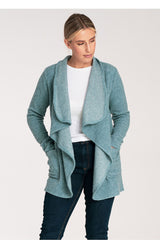 Cozy Wool-Blend Knit Sweater with Lined Collar & Pockets - green / S