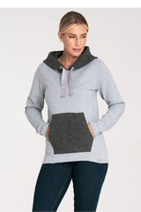 Cozy Cotton Sweatshirt with Wool Hood and Kangaroo Pocket - grey / M