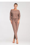 Chic Tapered Jumpsuit with 3/4 Sleeves and Waist Tie