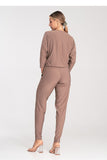 Chic Tapered Jumpsuit with 3/4 Sleeves and Waist Tie