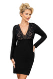 Elegant Long-Sleeved Nightgown with Lace Detail for Comfort
