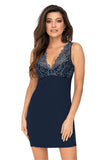 Elegant Strapless Viscose Nightgown with Lace Detail