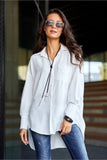 Asymmetrical Oversize Women's Shirt with Unique Cuffs