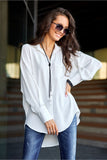 Asymmetrical Oversize Women's Shirt with Unique Cuffs
