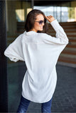Asymmetrical Oversize Women's Shirt with Unique Cuffs