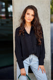 Asymmetrical Women's Shirt with Long Sleeves & Pocket