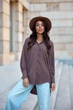 Elegant Asymmetrical Women's Shirt with Unique Long Sleeves