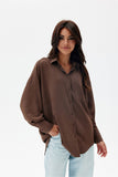 Elegant Asymmetrical Women's Shirt with Unique Long Sleeves