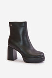 Elegant Natural Leather Stiletto Boots with Insulation