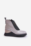 Fashionable Women's Natural Leather Boots with Zipper Closure