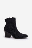 Eco-Suede Cowboy Cut Boots with Zipper and Stylish Stitching